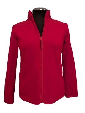 Talbots Fitted Polar Fleece Full Zip Jacket, Size XS Petite (size 0-2), Red